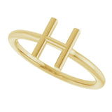 14K Gold Initial H Ring - Yellow Gold - view 5