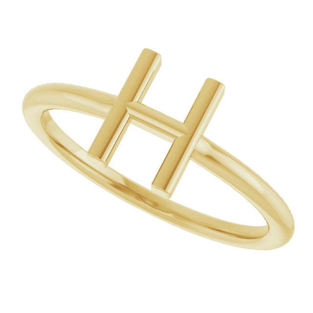 14K Gold Initial H Ring - Yellow Gold - view 5
