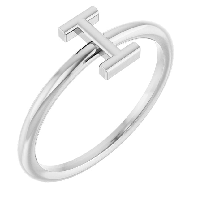 14K Gold Initial I Ring - White Gold