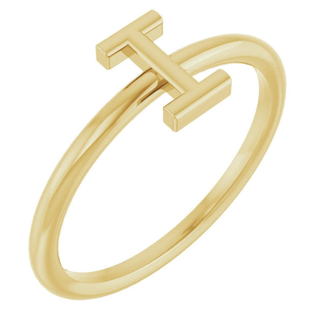 14K Gold Initial I Ring - Yellow Gold