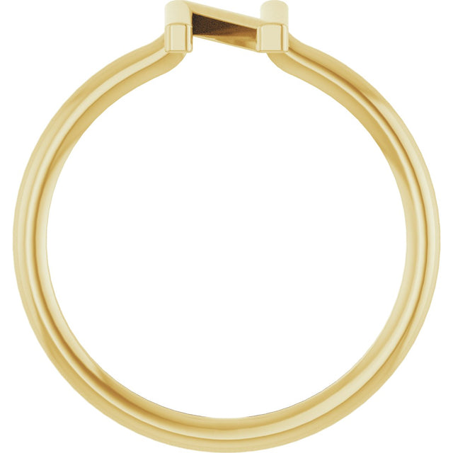 14K Gold Initial N Ring - Yellow Gold - view 2