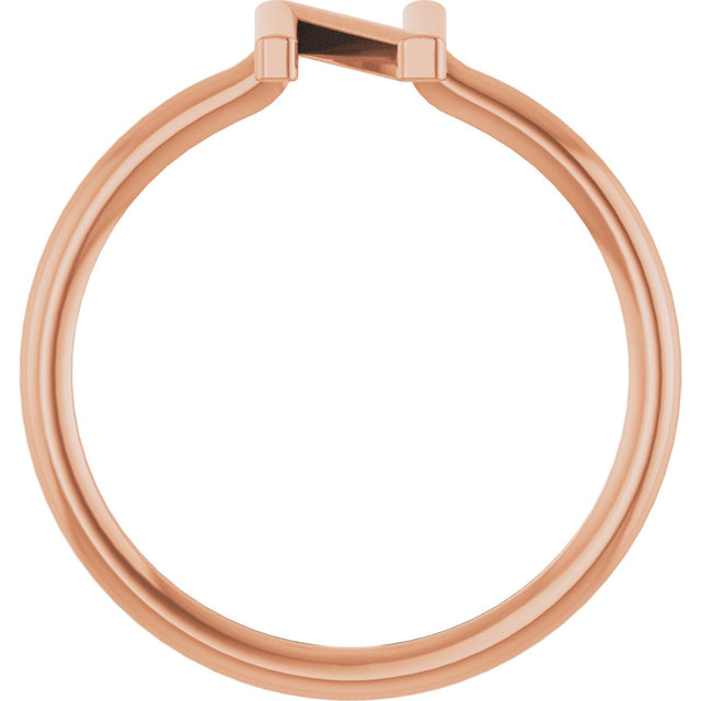 14K Gold Initial N Ring - Rose Gold - view 2