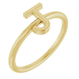 14K Gold Initial J Ring - Yellow Gold