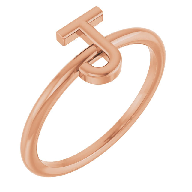 14K Gold Initial J Ring - Rose Gold