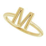 14K Gold Initial M Ring - Yellow Gold - view 5