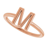 14K Gold Initial M Ring - Rose Gold - view 5