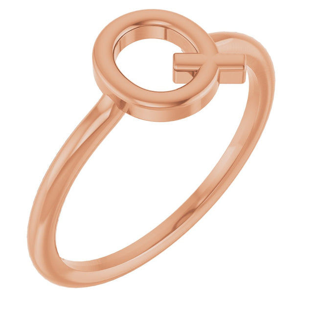 14K Gold Initial Q Ring - Rose Gold