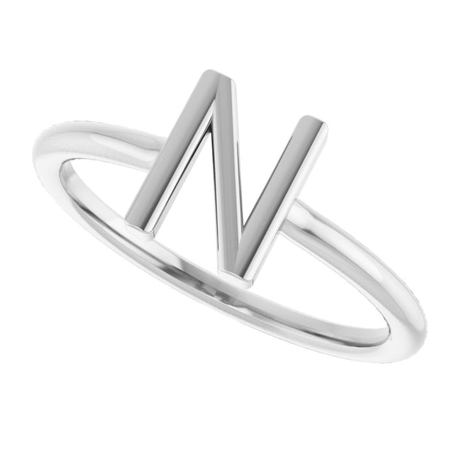 Platinum Initial N Ring - view 5