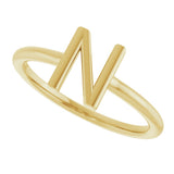 14K Gold Initial N Ring - Yellow Gold - view 5