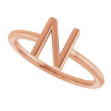 14K Gold Initial N Ring - Rose Gold - view 5