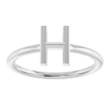 14K Gold Initial H Ring - White Gold - view 3