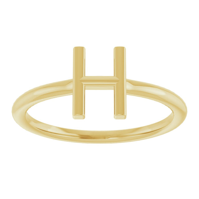 14K Gold Initial H Ring - Yellow Gold - view 3