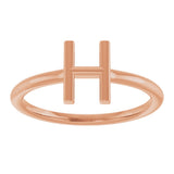 14K Gold Initial H Ring - Rose Gold - view 3