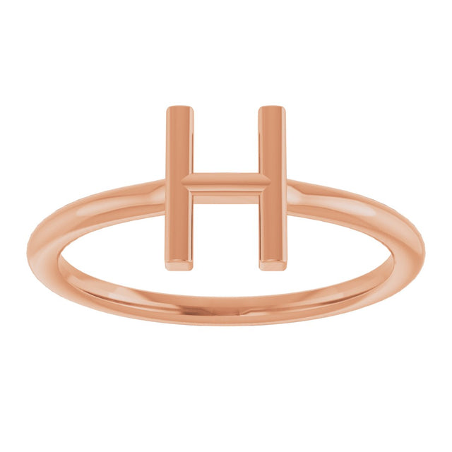14K Gold Initial H Ring - Rose Gold - view 3