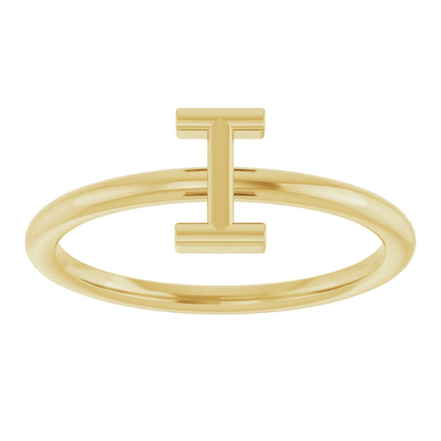 14K Gold Initial I Ring - Yellow Gold - view 3