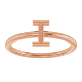 14K Gold Initial I Ring - Rose Gold - view 3