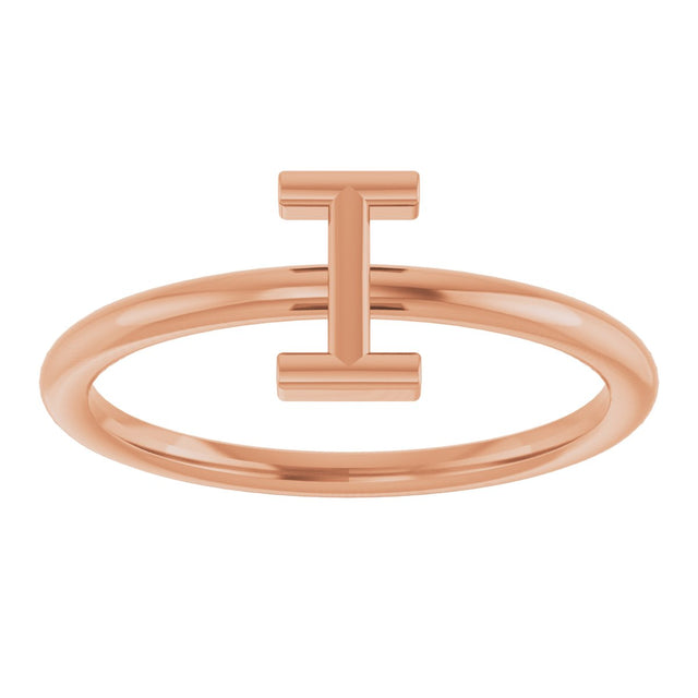 14K Gold Initial I Ring - Rose Gold - view 3
