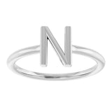 Platinum Initial N Ring - view 3