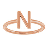 14K Gold Initial N Ring - Rose Gold - view 3