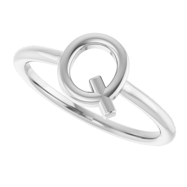 Platinum Initial Q Ring - view 5