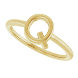14K Gold Initial Q Ring - Yellow Gold - view 5