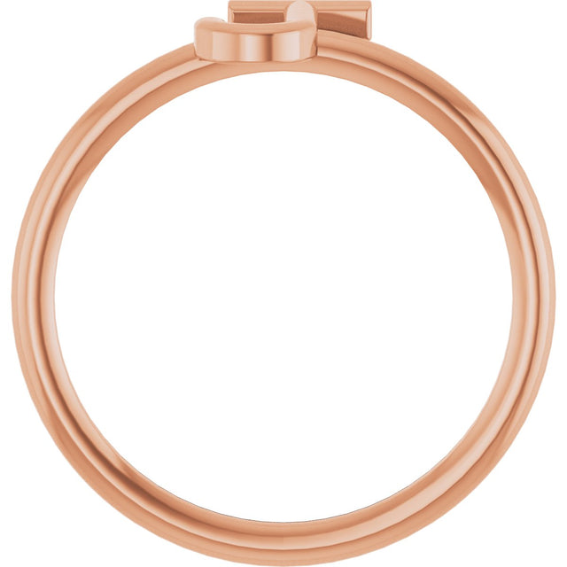 14K Gold Initial J Ring - Rose Gold - view 2