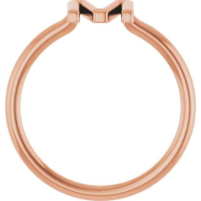 14K Gold Initial M Ring - Rose Gold - view 2