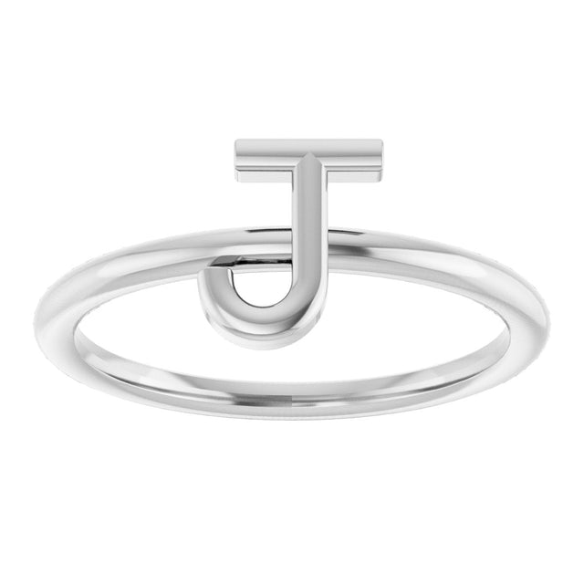 Platinum Initial J Ring - view 3