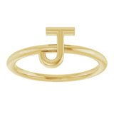 14K Gold Initial J Ring - Yellow Gold - view 3