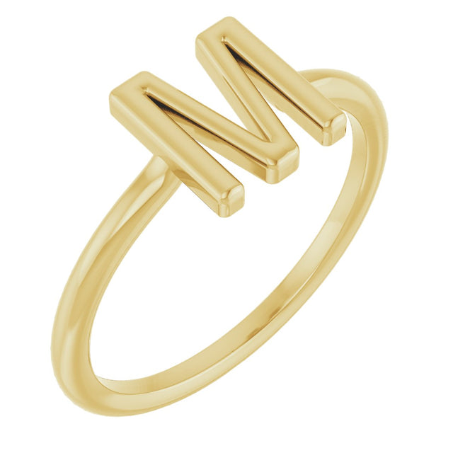 14K Gold Initial M Ring - Yellow Gold