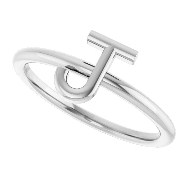 14K Gold Initial J Ring - White Gold - view 5
