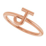 14K Gold Initial J Ring - Rose Gold - view 5