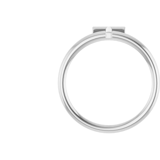 14K Gold Initial T Ring - White Gold - view 2