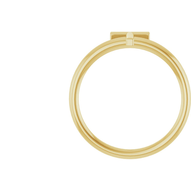 14K Gold Initial T Ring - Yellow Gold - view 2