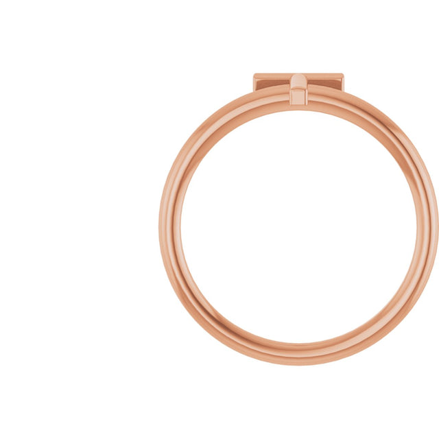 14K Gold Initial T Ring - Rose Gold - view 2