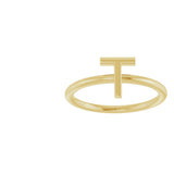 14K Gold Initial T Ring - Yellow Gold - view 3