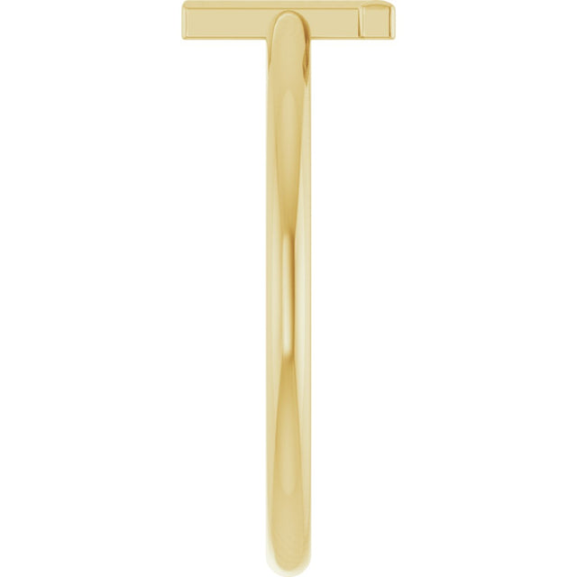 14K Gold Initial T Ring - Yellow Gold - view 4