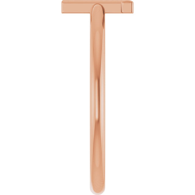 14K Gold Initial T Ring - Rose Gold - view 4