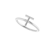 Platinum Initial T Ring - view 5