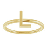 14K Gold Initial L Ring - Yellow Gold - view 3