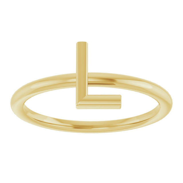 14K Gold Initial L Ring - Yellow Gold - view 3