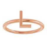 14K Gold Initial L Ring - Rose Gold - view 3
