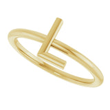 14K Gold Initial L Ring - Yellow Gold - view 5