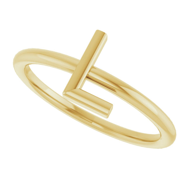 14K Gold Initial L Ring - Yellow Gold - view 5