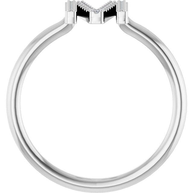 14K Gold Round Natural Diamond Accented Initial Ring - White Gold - view 6