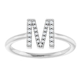 Platinum Round Natural Diamond Accented Initial Ring - view 7