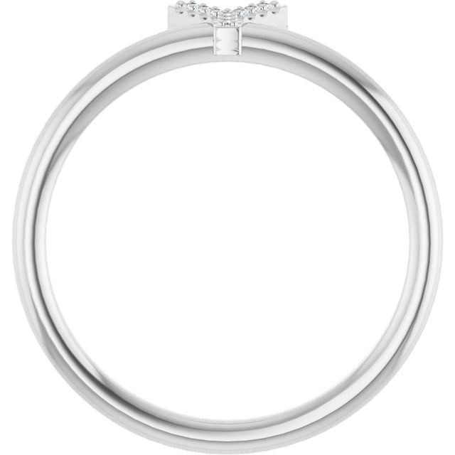 14K Gold Round Natural Diamond Accented Initial Ring - White Gold - view 6