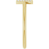 14K Gold Round Natural Diamond Accented Initial Ring - Yellow Gold - view 8