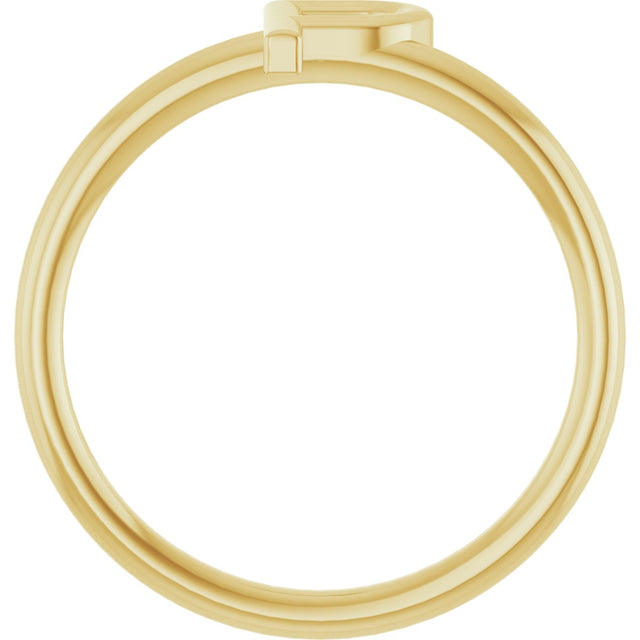14K Gold Initial P Ring - Yellow Gold - view 2