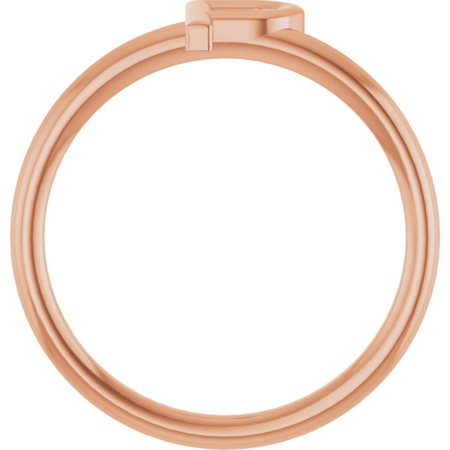 14K Gold Initial P Ring - Rose Gold - view 2
